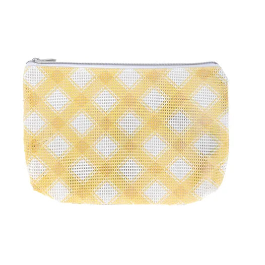 Cornsilk Plaid Mini Project Bag 6.5" x 9"