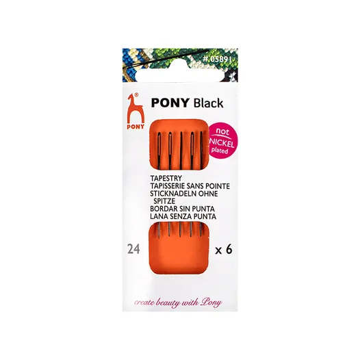 Pony Black Hypoallergenic Tapestry Needles Size 24