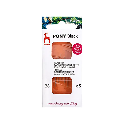 Pony Black Hypoallergenic Tapestry Needles Size 28