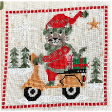 Santa's Cat in a Scooter Pattern