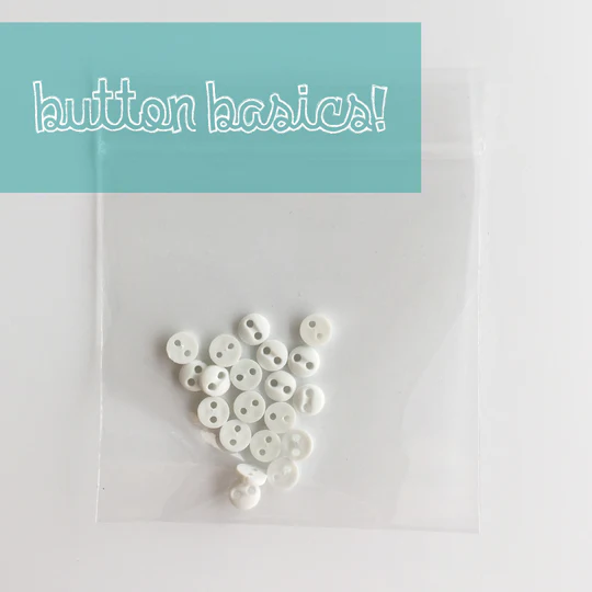 Button Basics 20 White Matte Finish Buttons 3/16"