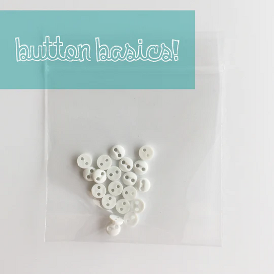 Button Basics 20 White Matte Finish Buttons 3/16"