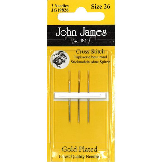 John James Gold Plated Tapestry Needles Size 26