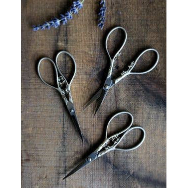 Floral Teardrop Scissors Silver