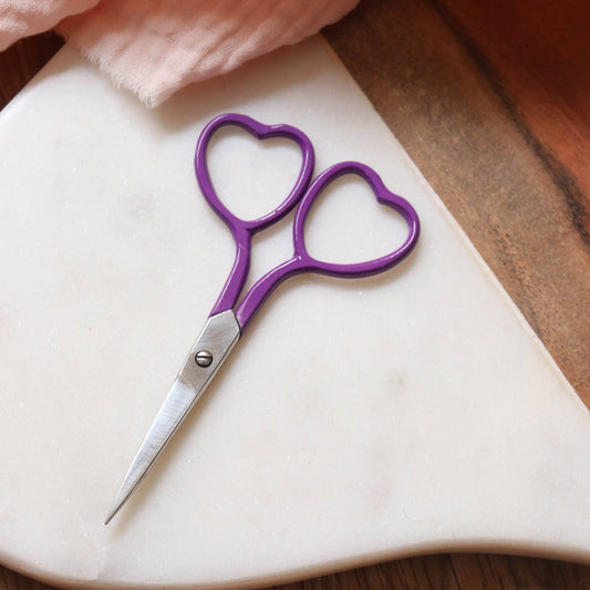 Heart Embroidery Vivid Purple Scissors