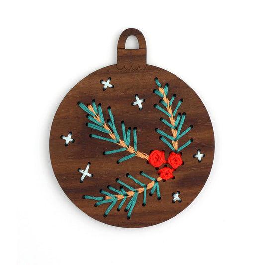 Pine Branch Stitched Ornament Kit