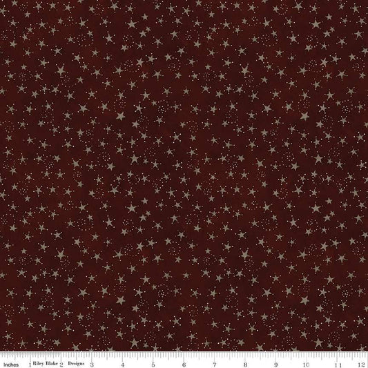 CLEARANCE PER YARD Bright Stars Stars Burgundy by Teresa Kogut #C13106 Burgundy