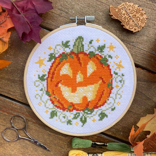 Pumpkin and Stars Cross Stitch Kit