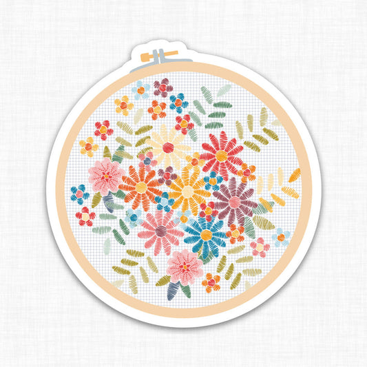 Stitchy Stickers Floral Hoop